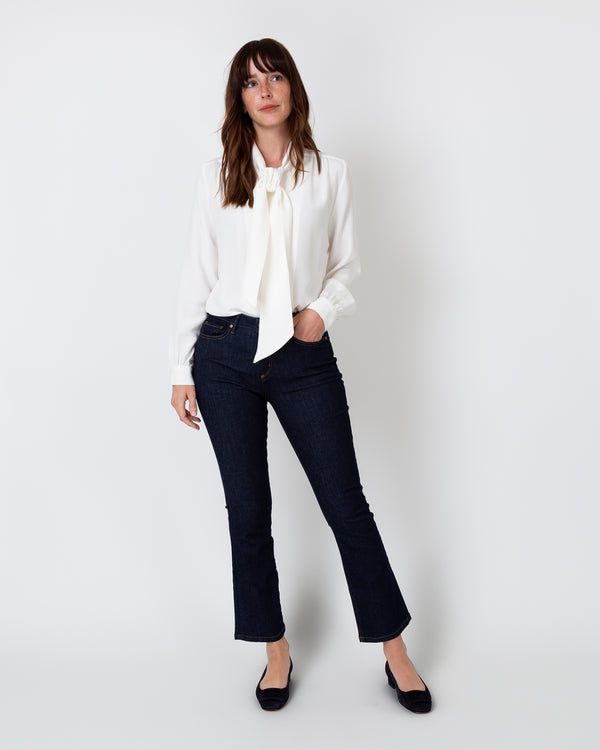 Sid Mashburn Tie-Neck Blouse In Ivory Silk Crepe De Chine