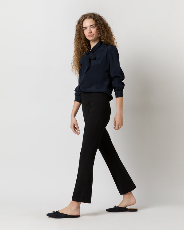 Sid Mashburn Tie-Neck Blouse In Navy Silk Crepe De Chine