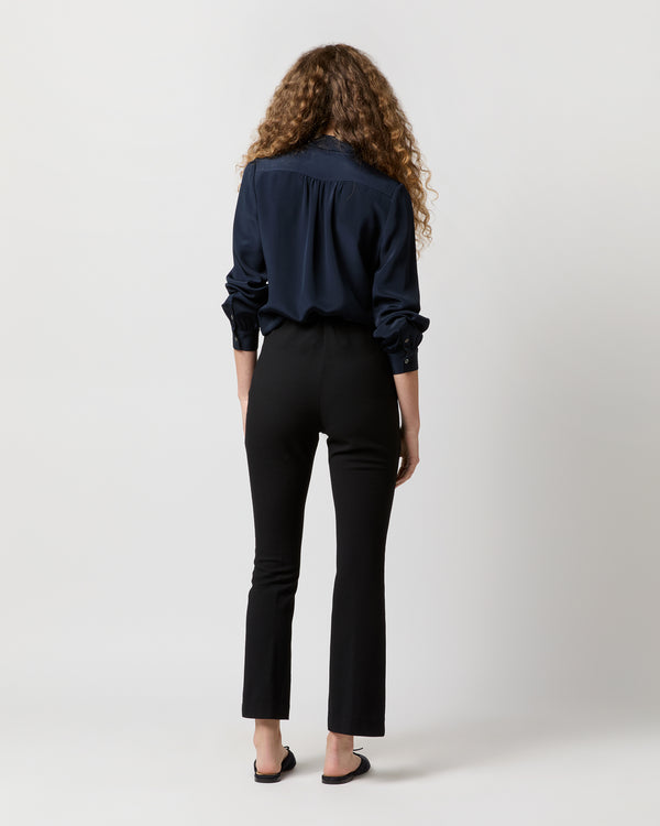 Sid Mashburn Tie-Neck Blouse In Navy Silk Crepe De Chine
