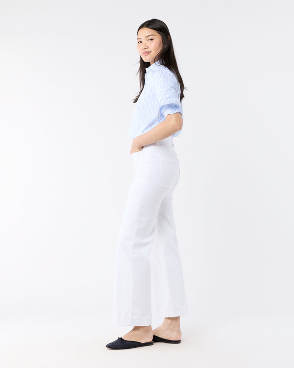 Sid Mashburn Tomboy Club Popover Shirt In Sky/White Awning Stripe Poplin