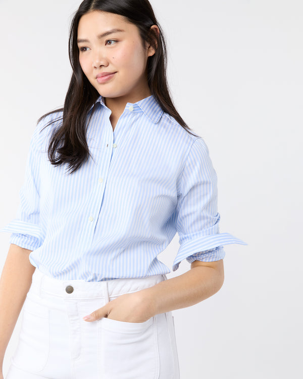 sid mashburn Tomboy Club Popover Shirt in Sky/White Awning Stripe Poplin