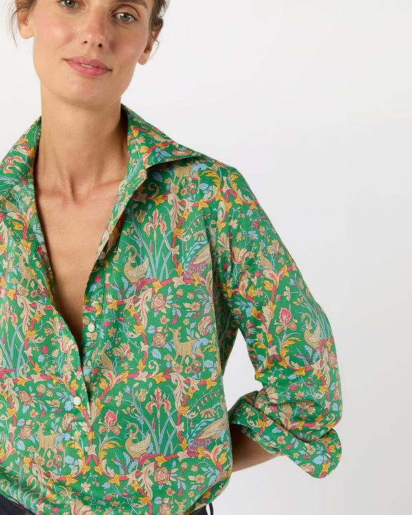 Sid Mashburn Tomboy Popover Shirt In Avocado/Multi Joan Liberty Fabric