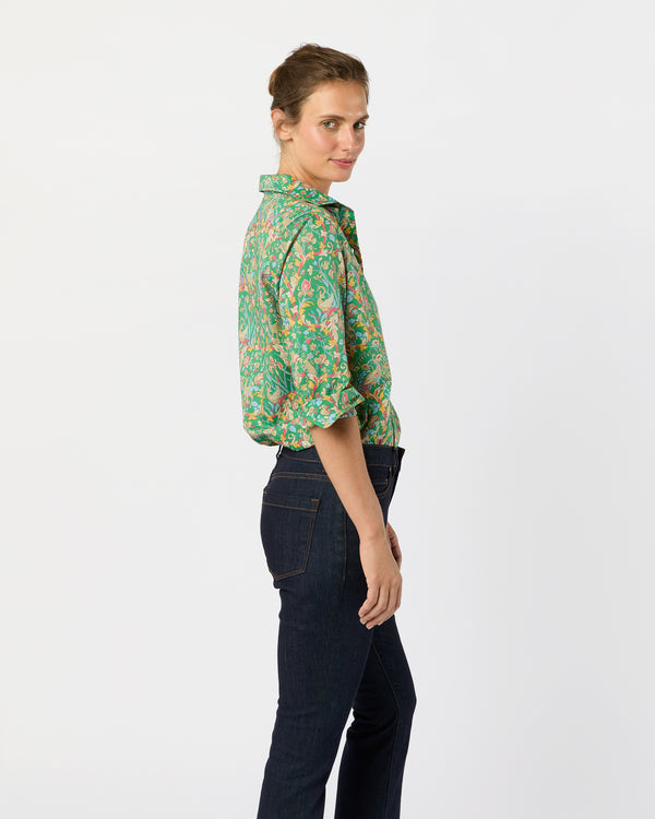 Sid Mashburn Tomboy Popover Shirt In Avocado/Multi Joan Liberty Fabric