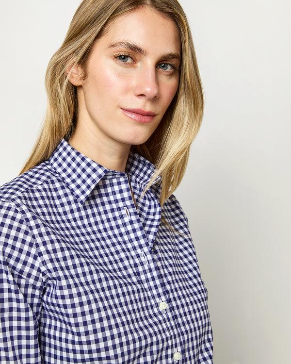Sid Mashburn Tomboy Popover Shirt In Navy Gingham Poplin