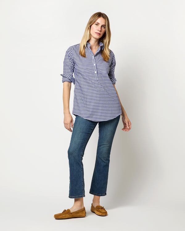 Sid Mashburn Tomboy Popover Shirt In Navy Gingham Poplin