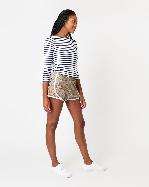 Sid Mashburn Track Short In Bordeaux Multi Paisley Park Liberty Fabric