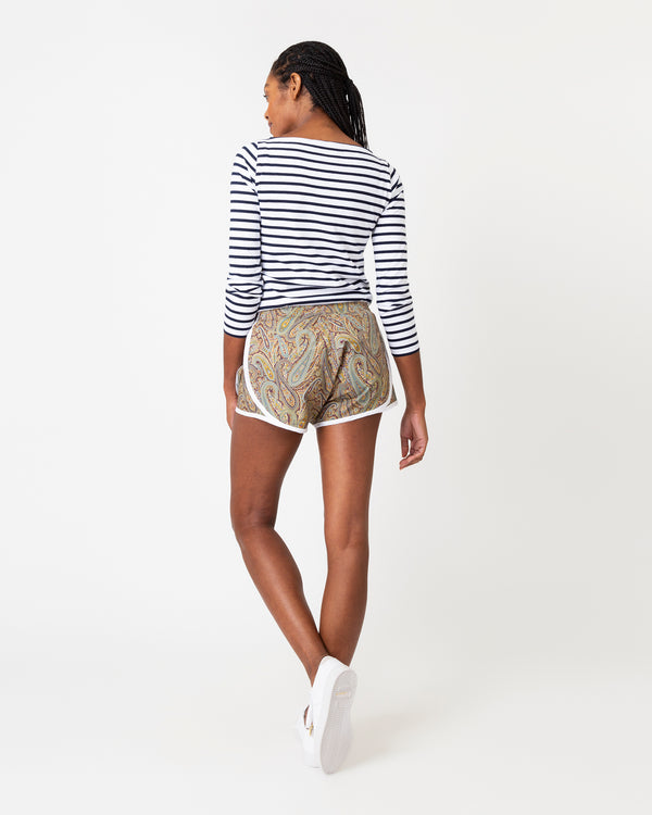 Sid Mashburn Track Short In Bordeaux Multi Paisley Park Liberty Fabric