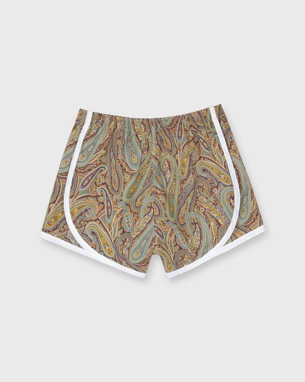 Sid Mashburn Track Short In Bordeaux Multi Paisley Park Liberty Fabric