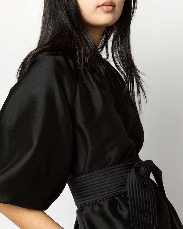 Sid Mashburn Trapunto Blouson Dress In Black Silk/Wool