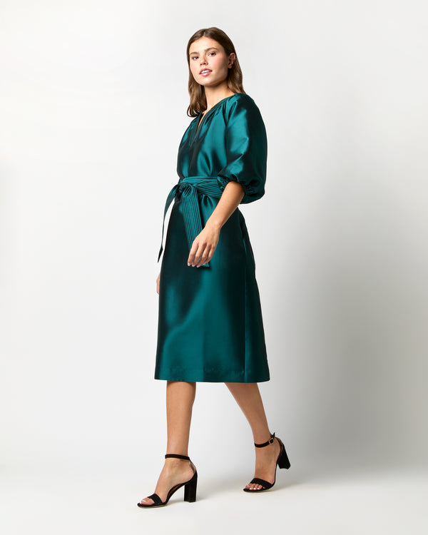 Sid Mashburn Trapunto Blouson Dress In Peacock Silk/Wool
