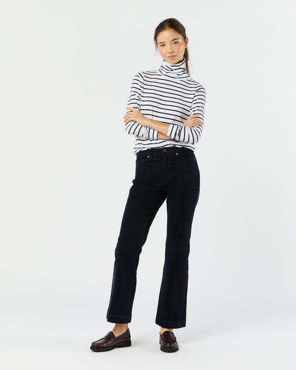 Sid Mashburn Turtleneck Tee In White/Navy Stripe Jersey