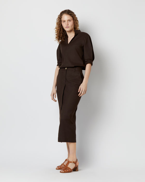 Sid Mashburn Tyler Skirt In Chocolate Stretch Cotolino