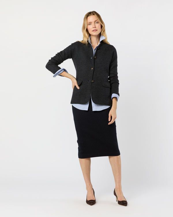 Sid Mashburn Tyrolean Jacket In Heather Charcoal Boiled Wool