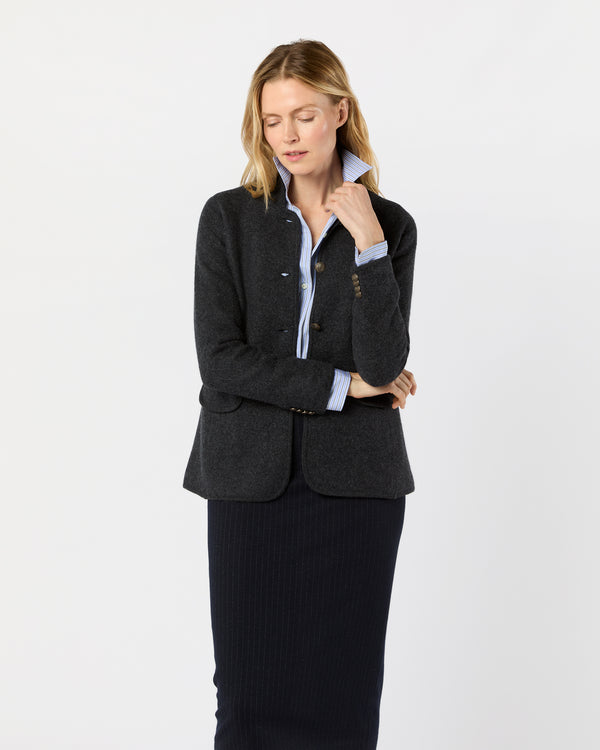 Sid Mashburn Tyrolean Jacket In Heather Charcoal Boiled Wool