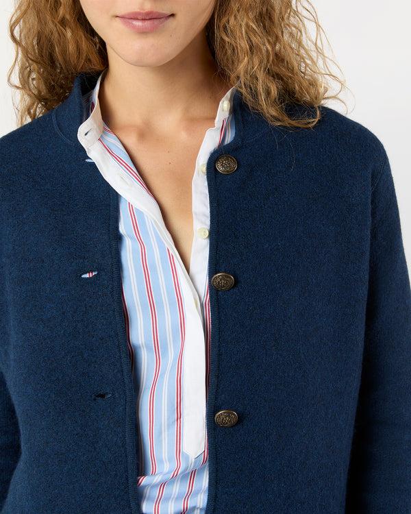 Sid Mashburn Tyrolean Jacket In Heather Navy Boiled Wool