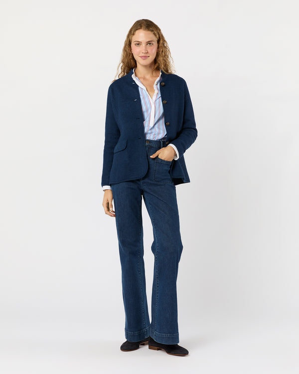 Sid Mashburn Tyrolean Jacket In Heather Navy Boiled Wool