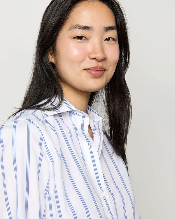 Sid Mashburn Understudy Shirt In White/Blue Multi Stripe Poplin