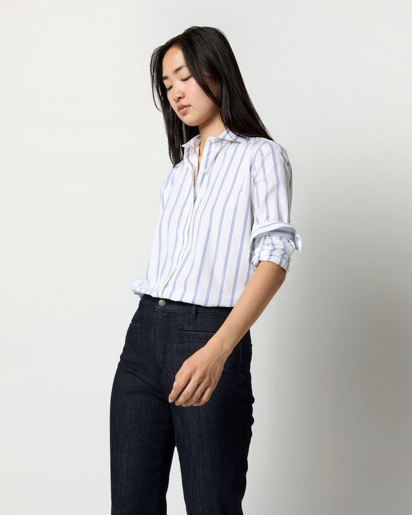 sid mashburn Understudy Shirt in White/Blue Multi Stripe Poplin
