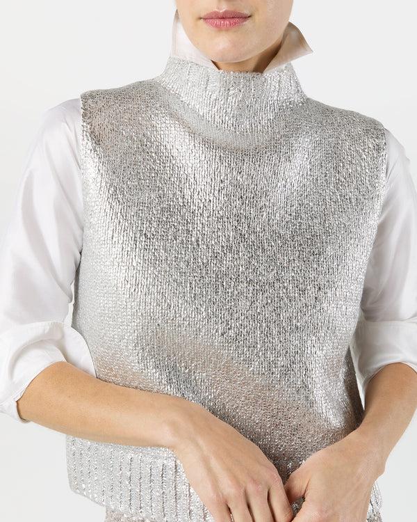 Sid Mashburn Val Sweater In Silver Foil Print Cotton/Wool
