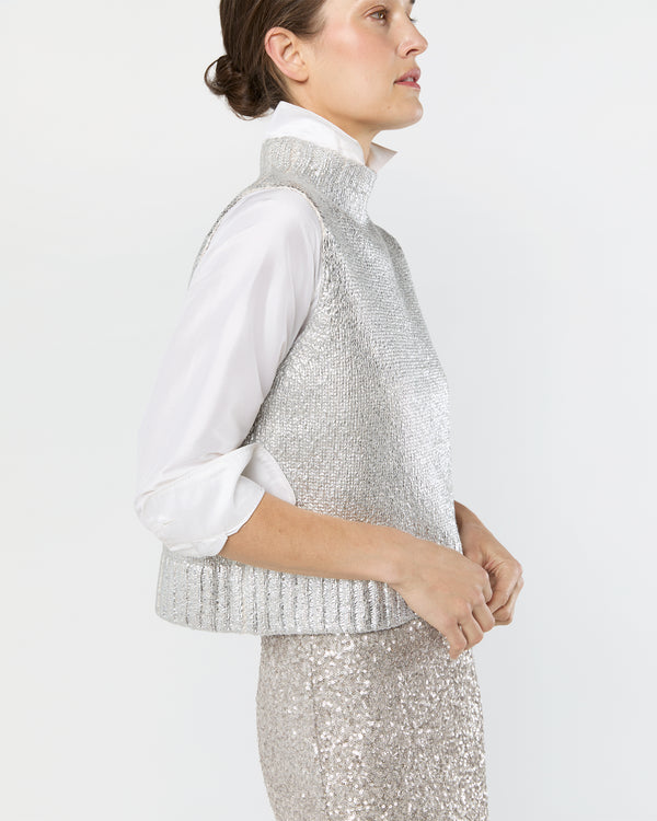 Sid Mashburn Val Sweater In Silver Foil Print Cotton/Wool