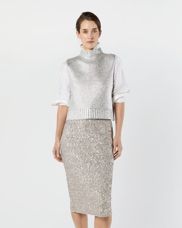 sid mashburn Val Sweater in Silver Foil Print Cotton/Wool