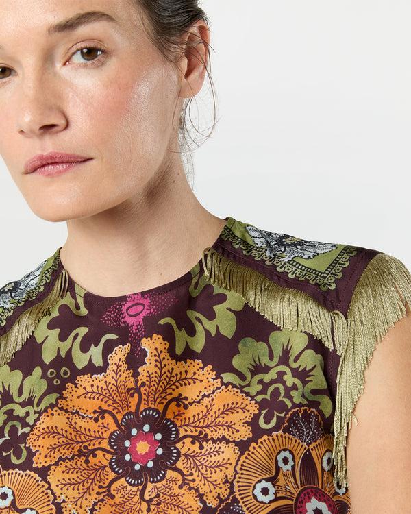 Sid Mashburn Valkyrie Dress In Burgundy Bounty Silk Voile