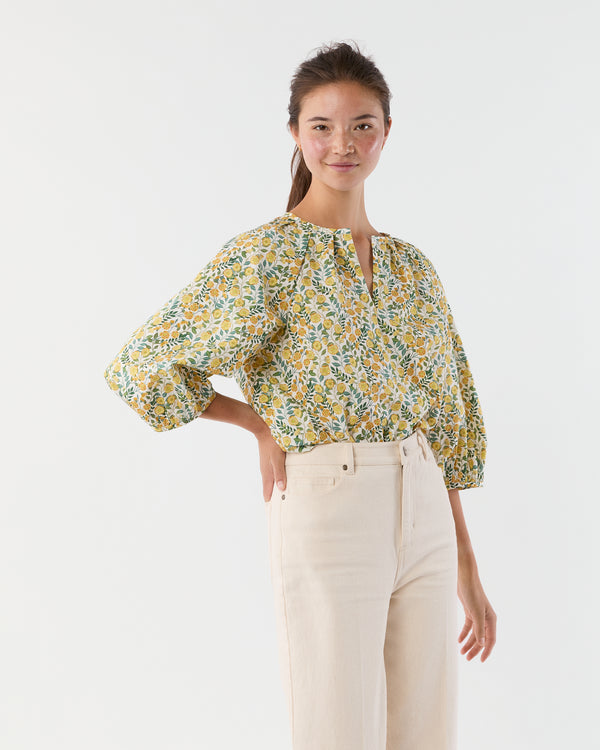 Sid Mashburn Victoria Blouse In Gold Multi Viger's Vine Liberty Fabric