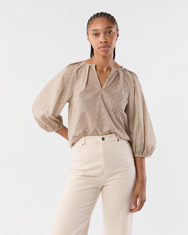 sid mashburn Victoria Blouse in Yellow Pepper Liberty Fabric