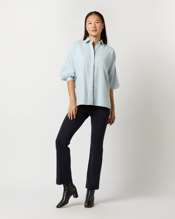 Sid Mashburn Volume Kimono Shirt In Sky Brushed Herringbone