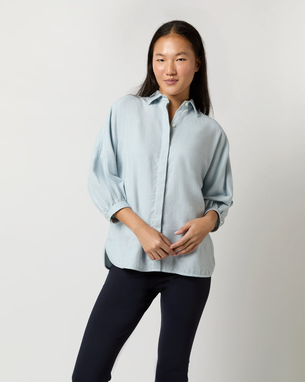 sid mashburn Volume Kimono Shirt in Sky Brushed Herringbone