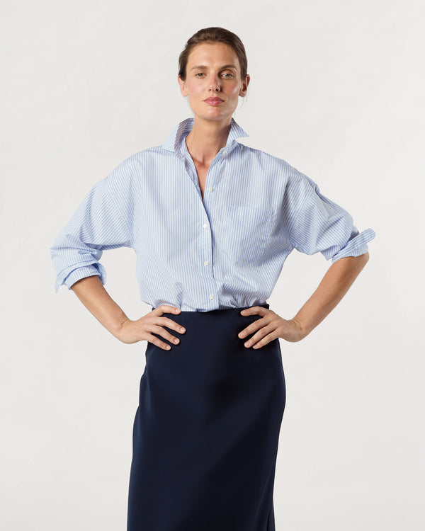 Sid Mashburn Weekender Shirt In Blue/Multi Stripe Poplin