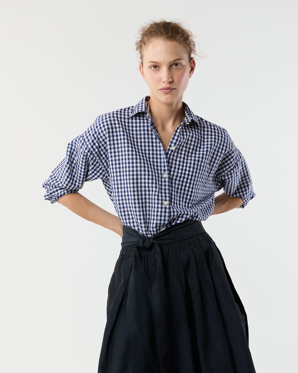 sid mashburn Weekender Shirt in Navy Gingham Cotolino