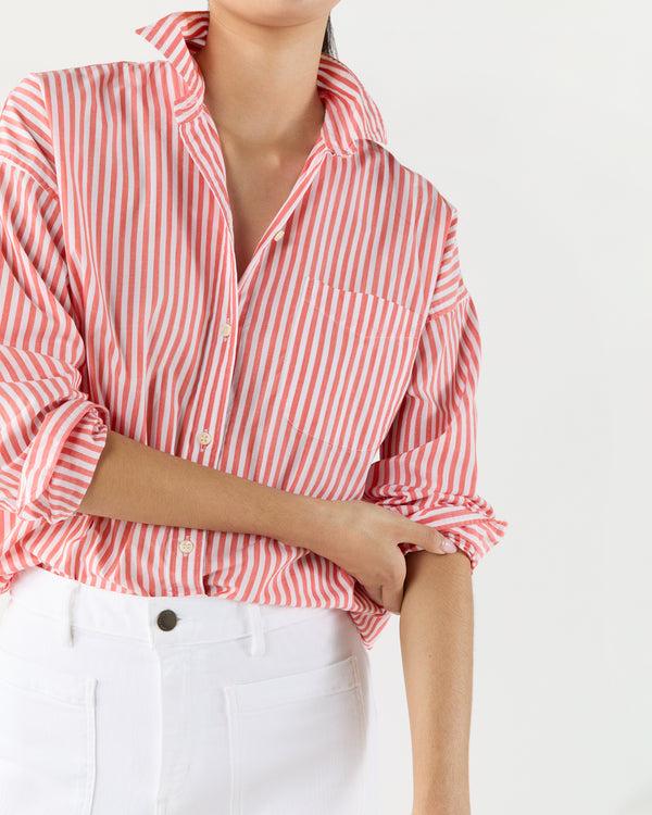 Sid Mashburn Weekender Shirt In Orange Stripe Chambray