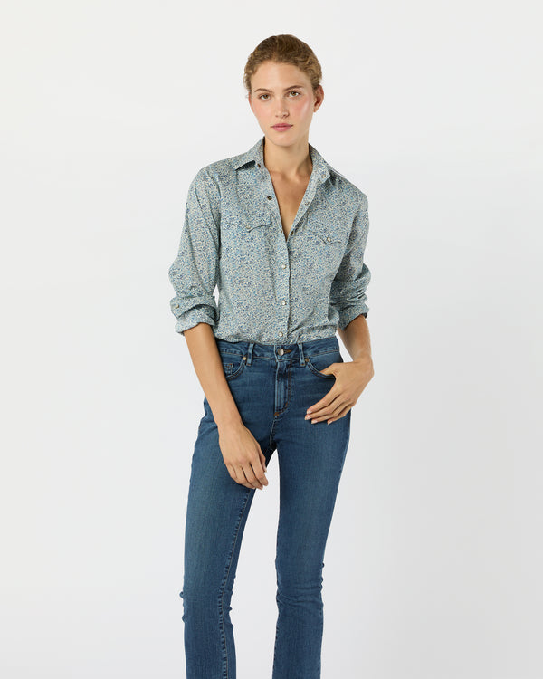 Sid Mashburn Western Shirt In Blue Katie & Millie Liberty Fabric