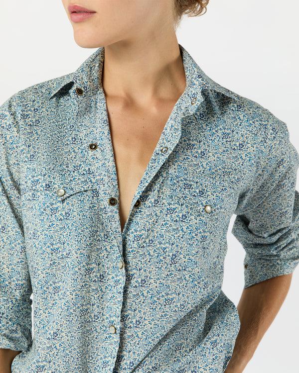 Sid Mashburn Western Shirt In Blue Katie & Millie Liberty Fabric