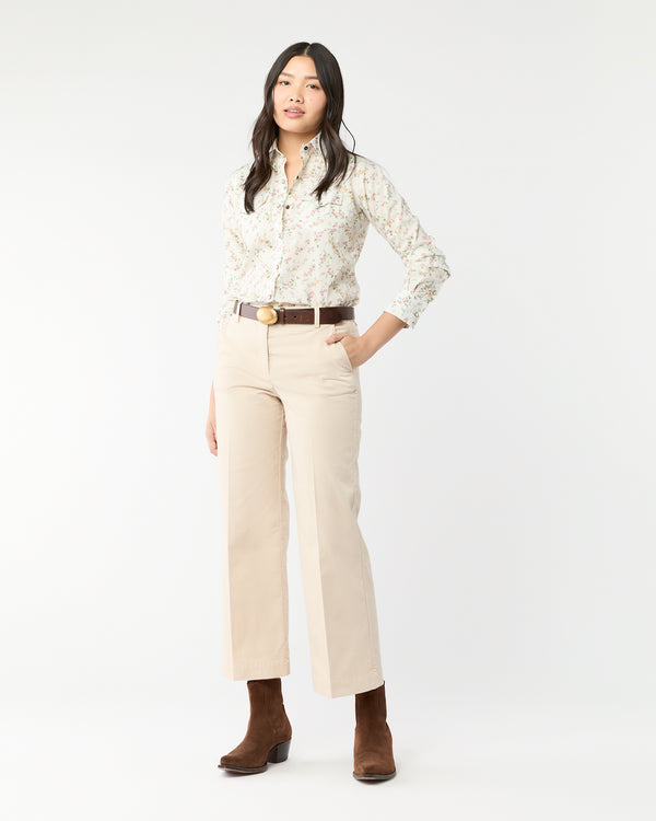 Sid Mashburn Western Shirt In Ivory/Multi Elizabeth Liberty Fabric