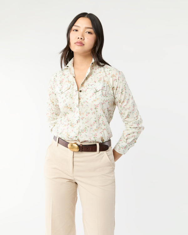 sid mashburn Western Shirt in Ivory/Multi Elizabeth Liberty Fabric
