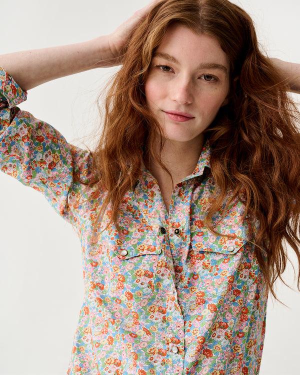 Sid Mashburn Western Shirt In Multi Leontyne Dream Liberty Fabric