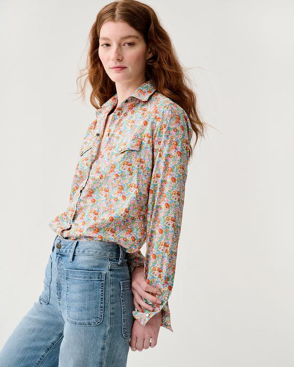 Sid Mashburn Western Shirt In Multi Leontyne Dream Liberty Fabric