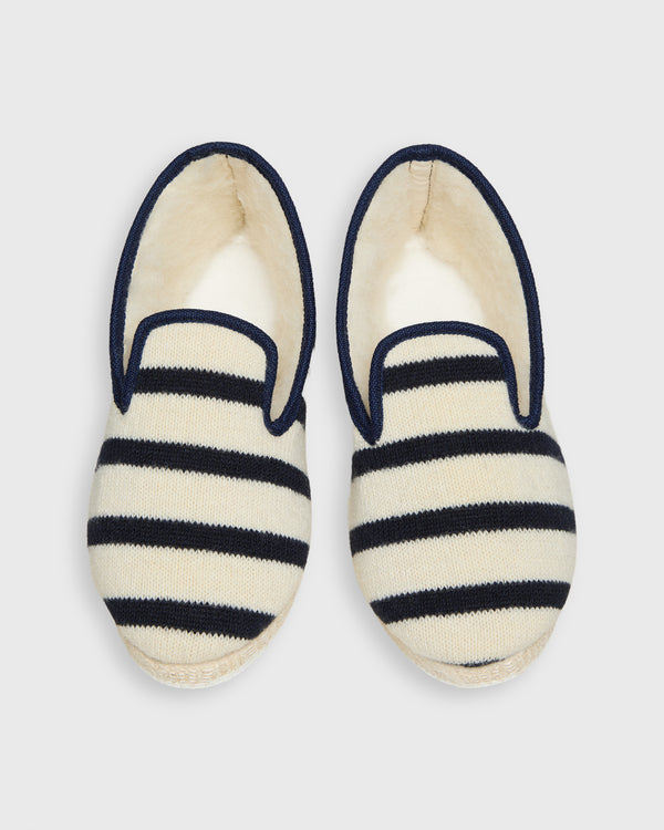 Sid Mashburn Women's Striped Wool Slippers In Natural/Navy