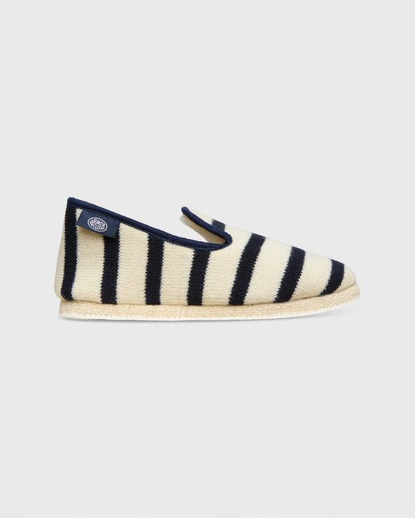 sid mashburn Women's Striped Wool Slippers in Natural/Navy