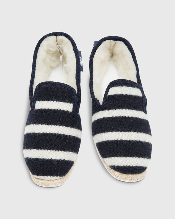 Sid Mashburn Women's Striped Wool Slippers In Navy/Natural
