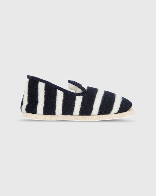 sid mashburn Women's Striped Wool Slippers in Navy/Natural