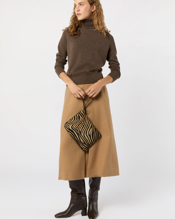 Sid Mashburn Zip Pouch In Beige/Black Zebra Calf Hair