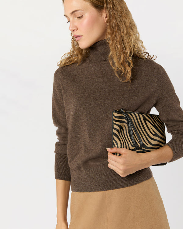 Sid Mashburn Zip Pouch In Beige/Black Zebra Calf Hair