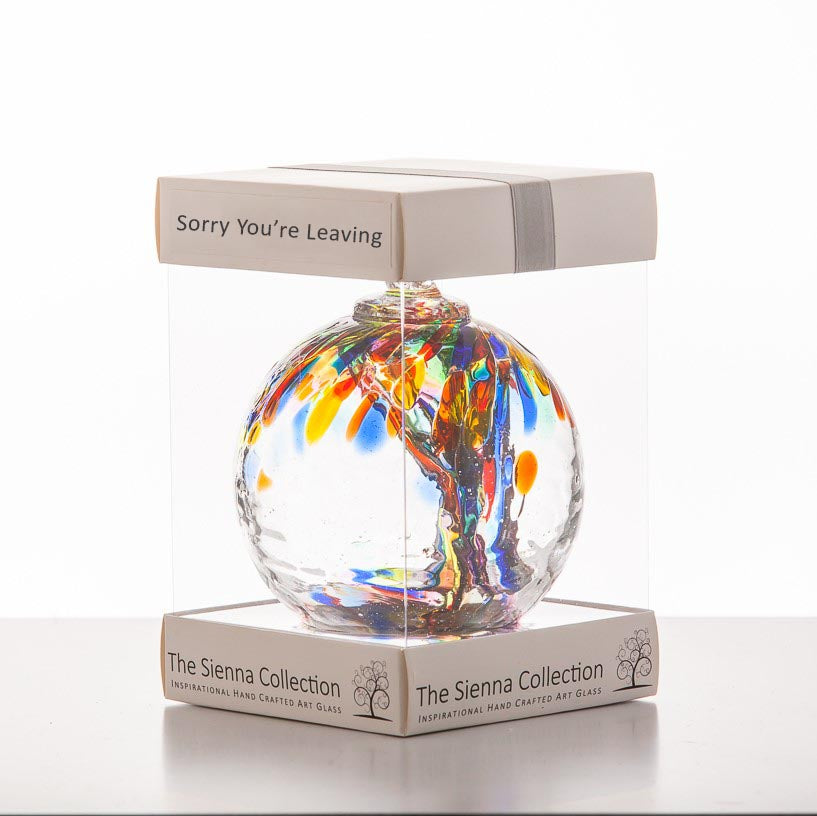 sienna glass 10 cm Spirit Ball - Sorry You're Leaving- Multicoloured