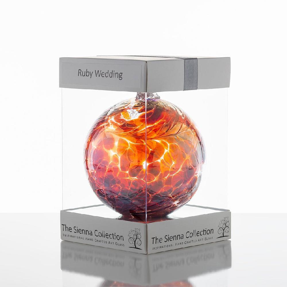 sienna glass 10cm Friendship Ball - 40th Wedding Anniversary - Ruby