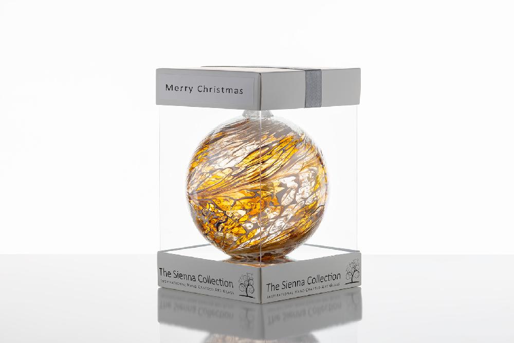 sienna glass 10cm Friendship Ball - Christmas Ball - Pastel Gold