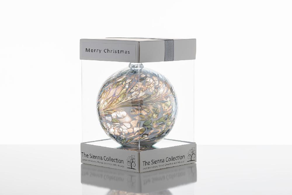 sienna glass 10cm Friendship Ball - Christmas Ball - Pastel Silver