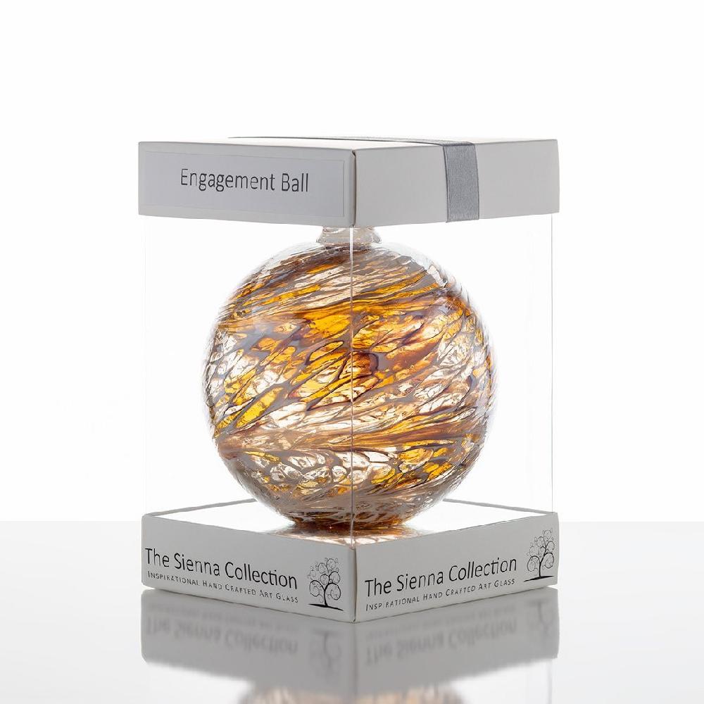 sienna glass 10cm Friendship Ball - Engagement - Pastel Gold